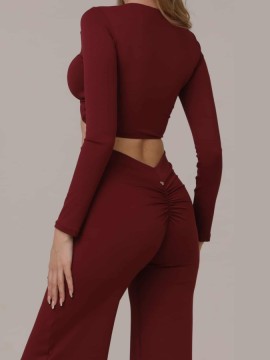 Set taneczny Bolivia Ruby top z długim rękawem i szerokie spodnie