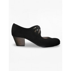 Buty do flamenco M54 Cordonera Calado Ante Negro 5 cm Begoña Cervera