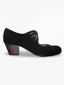Flamenco shoes M54 Cordonera Calado Ante Negro 5 cm Begoña Cervera