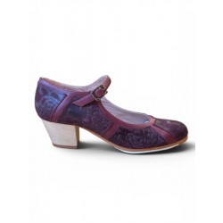 Flamenco shoes M108 Mosaique Correa Peonia Burdeos Box Burdeos 5 cm Begoña Cervera