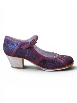 Flamenco shoes M108 Mosaique Correa Peonia Burdeos Box Burdeos 5 cm Begoña Cervera