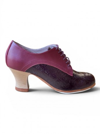 Buty do flamenco M11 Blucher Box Repujado Burdeos 6 cm Begoña Cervera