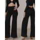Wide leg slit pants Bogota Black LaFitwear