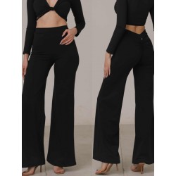 Wide leg slit pants Bogota Black LaFitwear