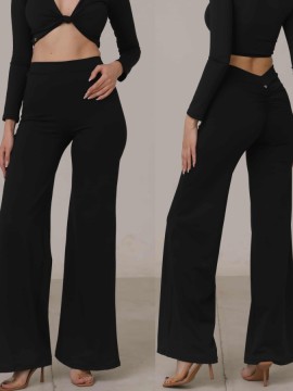 Wide leg slit pants Bogota Black LaFitwear