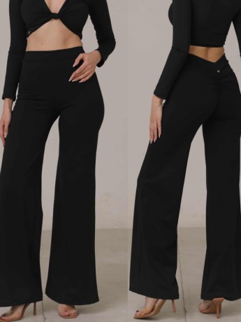 Spodnie z szerokimi nogawkami Bogota Black LaFitwear