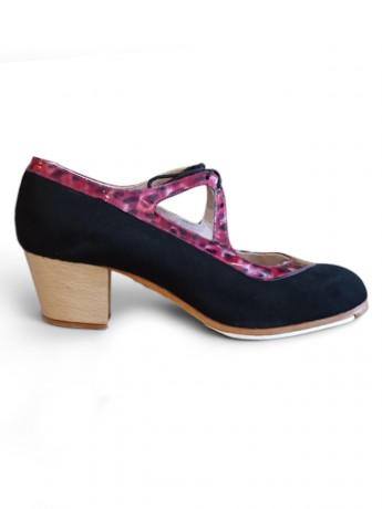 Buty do flamenco M37 Candor Ante Negro Carey Fucsia 5 cm Begoña Cervera