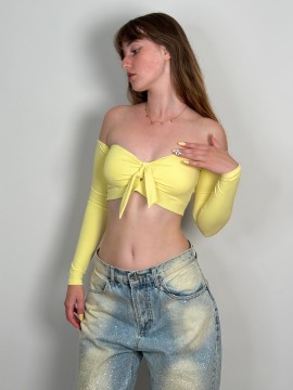 Salvador Buttercup off-shoulder dance top LaFitwear