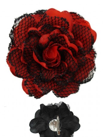 Róża do tango / flamenco z tiulem 12 cm