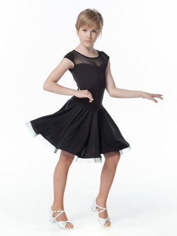Girls' practice dress with polka doted mesh