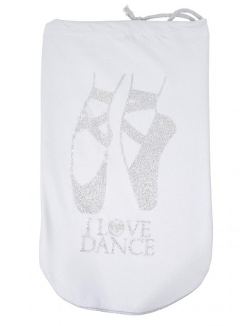 I LOVE DANCE glittery pointe shoe bag
