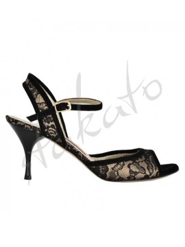 Tangolera model Anita (A1) Pizzo Nero Carne T6