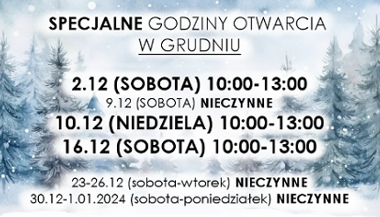 Godziny otwarcia w grudniu